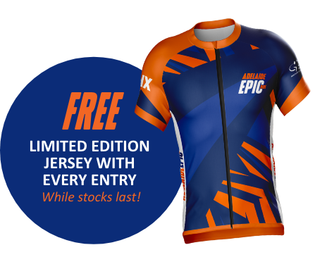 Receive a free Limited Edition Jersey with every entry to the Adelaide Epic Ride, a Santos Tour Down Under Associated Event